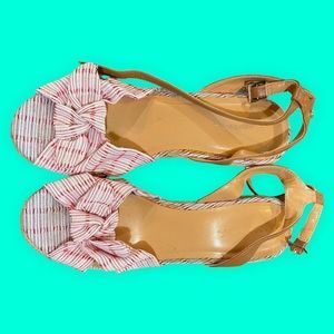 Nautica Women’s Curia Red Stripe Bow Espadrille Wedge Sandals Size 8